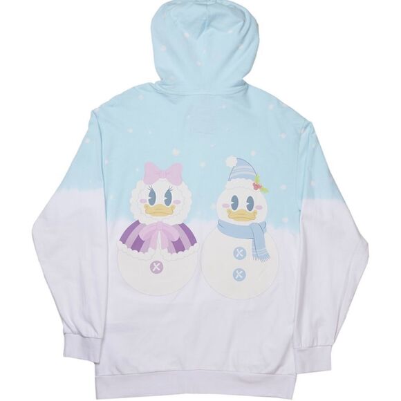 Loungefly Disney Mickey & Minnie Pastel Snowman Unisex Hoodie Sweatshirt NWT ⛄️ - Picture 3 of 7